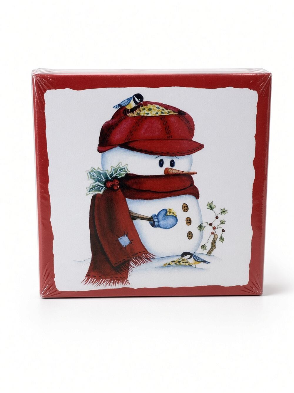 Vintage Sealed Snowman Chickadee Ceramic Letter U Memo Note Holder Christmas NIP
